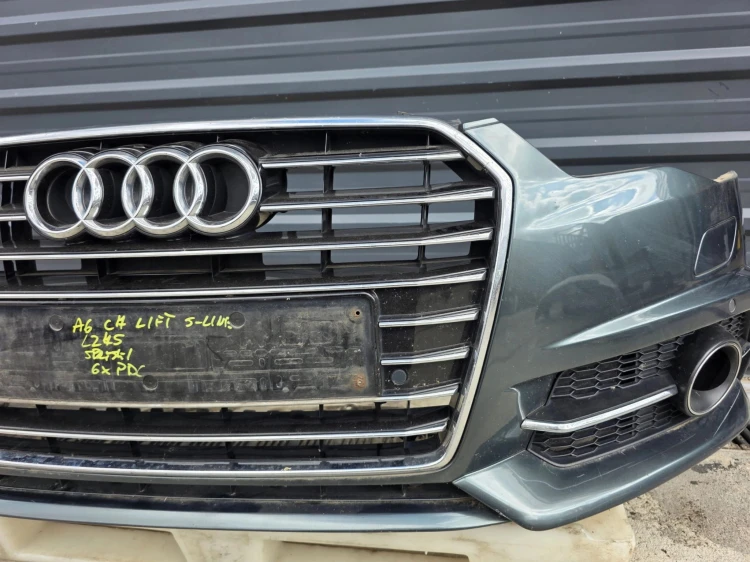 ZDERZAK PRZÓD KOMPLETNY AUDI A6 C7 LIFT SPRYSKI 4 X PDC LX5R ORYGINAŁ !!!