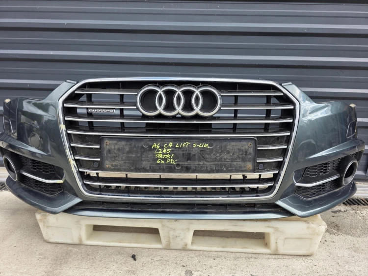 ZDERZAK PRZÓD KOMPLETNY AUDI A6 C7 LIFT SPRYSKI 4 X PDC LX5R ORYGINAŁ !!!