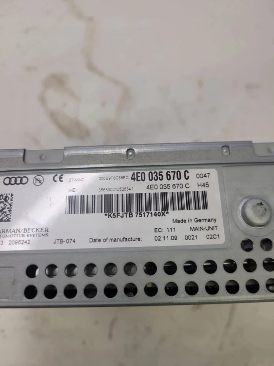 JEDNOSTKA MMI CZYTNIK AUDI A6 A8 Q7 4E0035670C