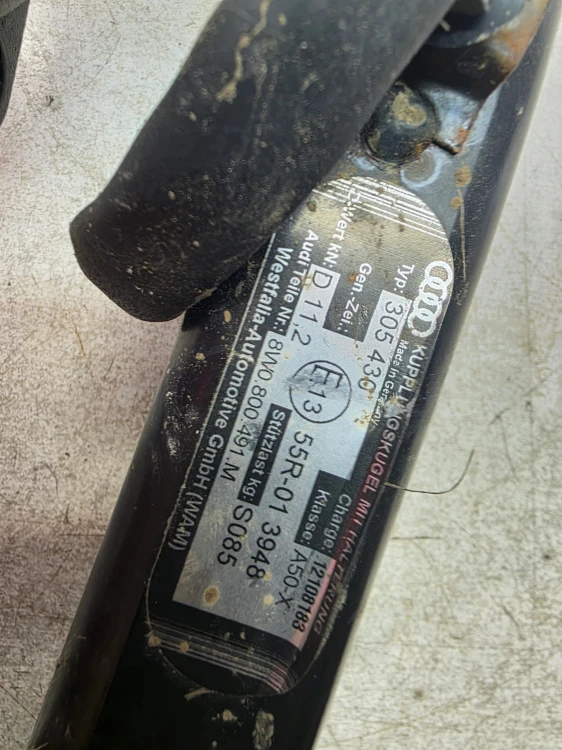 HAK HOLOWNICZY SKŁADANY WESTFAILA + MODUŁ AUDI A4 B9 8W0800491M KOMPLET