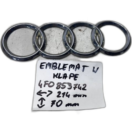 ZNACZEK EMBLEMAT Z KLAPY BAGAŻNIKA AUDI A6 C6 4F0853742 214MM X 70MM