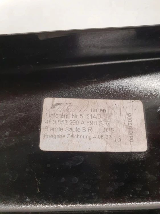 NAKŁADKA OSŁONA SŁUPKA AUDI A8 D3 LIFT 4E0853290A