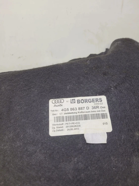 BOCZEK BAGAŻNIKA LEWY AUDI A6 C7 SEDAN 4G5863887D 36R