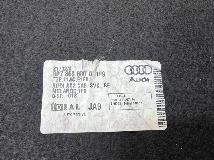 BOCZEK BAGAŻNIKA PRAWY AUDI A3 CABRIO 8P7863880D 1F9