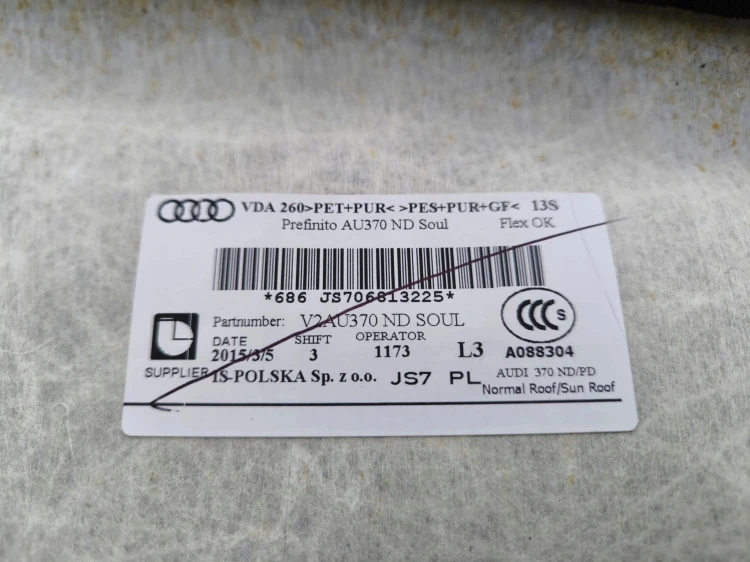PODSUFITKA KOMPLETNA AUDI A3 8V 3D 8V3867505B SP8 S LINE ORYGINAŁ !!!