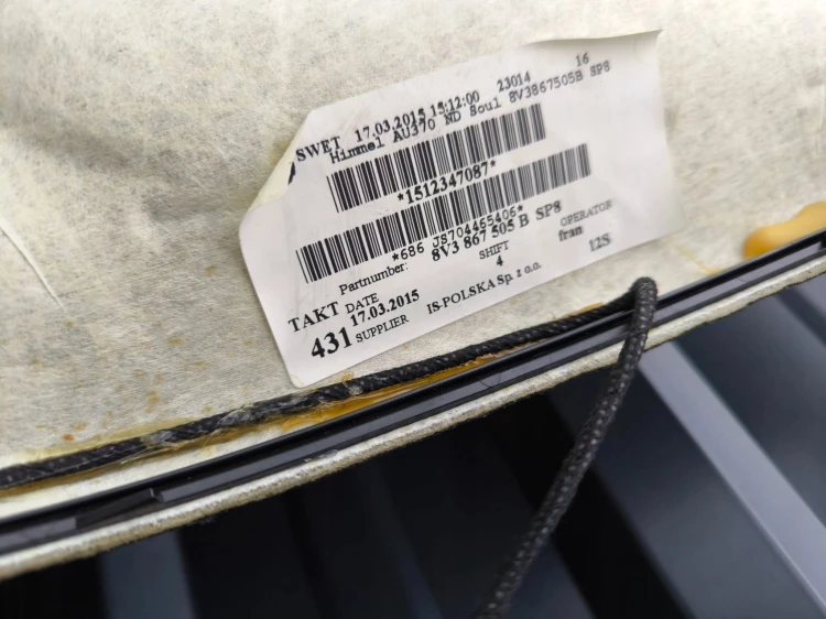 PODSUFITKA KOMPLETNA AUDI A3 8V 3D 8V3867505B SP8 S LINE ORYGINAŁ !!!