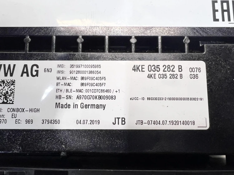 MODUŁ STEROWNIK WZYWANIA POMOCY SOS AUDI A4 B9 A5 A6 C8 A7 4KE035282B