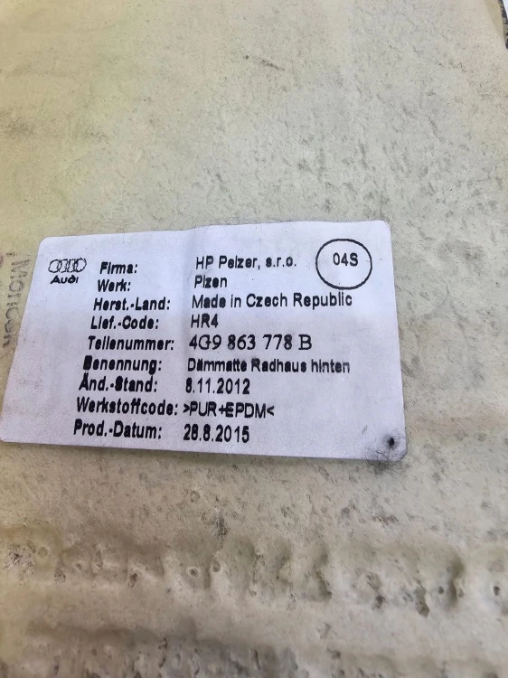 WYGŁUSZENIE NADKOLA PRAWY TYŁ AUDI A6 C7 4G9863778B