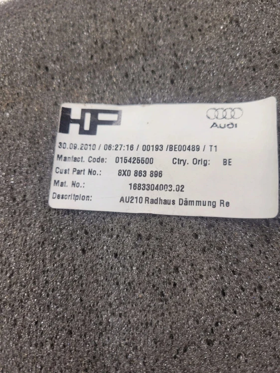WYGŁUSZENIE BŁOTNIKA PRAWE AUDI A1 8X3 8X0863896
