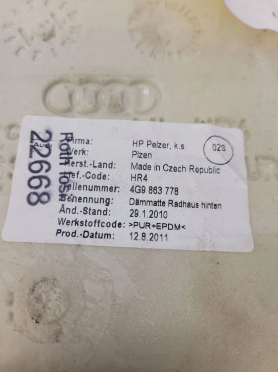 WYGŁUSZENIE NADKOLA PRAWY TYŁ AUDI A6 C7 4G9863778