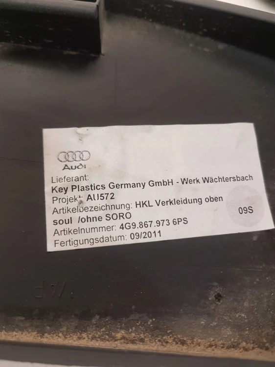 TAPICERKA KLAPY TYŁ AUDI A6 C7 AVANT 4G9867973