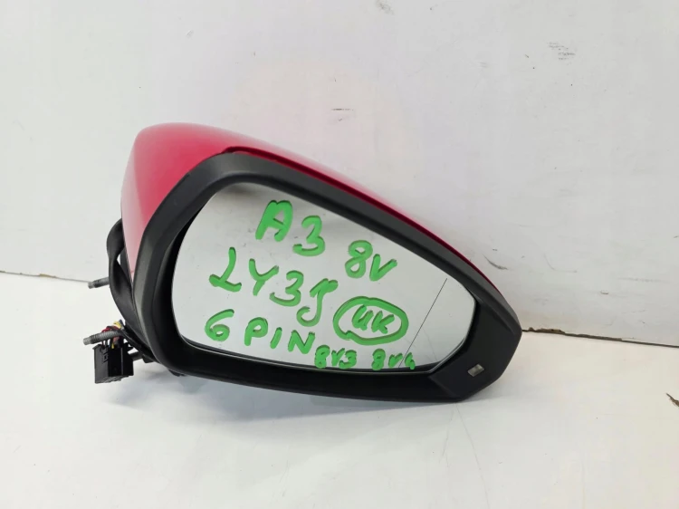 LUSTERKO ZEWNĘTRZNE PRAWE AUDI A3 8V 8V3 8V4 LY3J 6 PIN UK