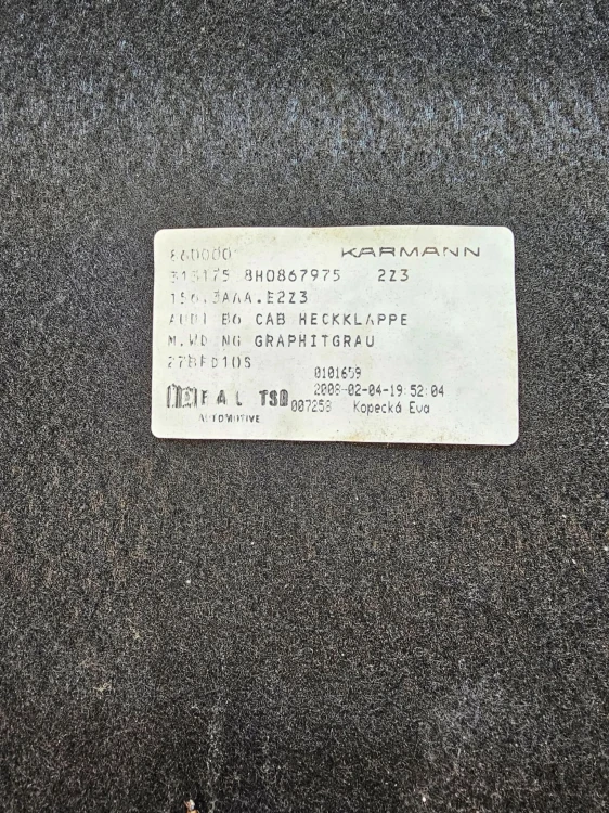 TAPICERKA KLAPY TYŁ AUDI A4 B7 CABRIO 8H0867975