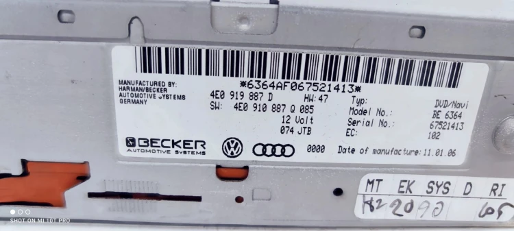 CZYTNIK DVD AUDI A4 A5 Q5 A6 4E0919887D 4E0910887Q