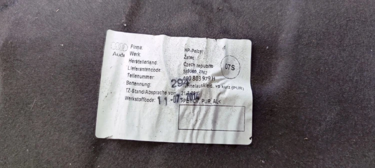 OSŁONA TERMICZNA TUNELU AUDI A6 C7 A7 4G0803979H