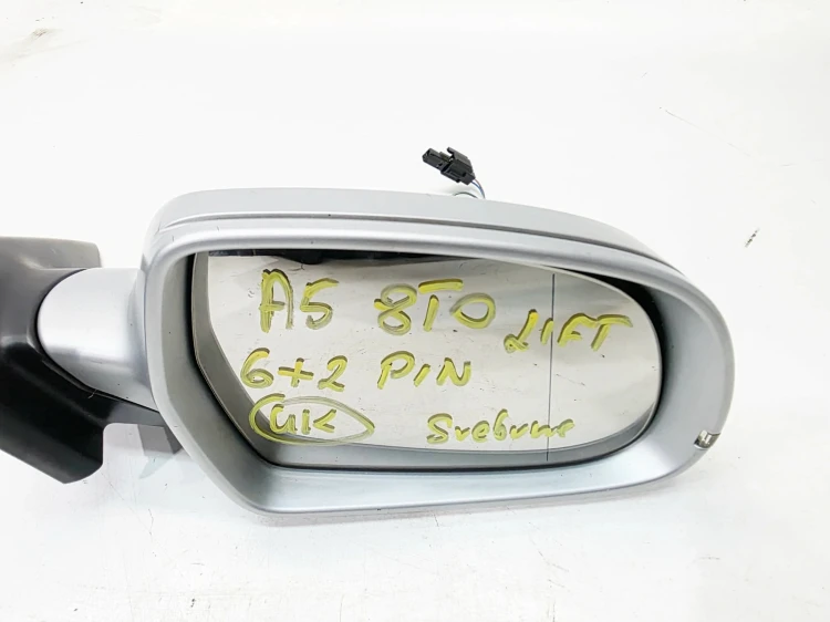 LUSTERKO ZEWNĘTRZNE PRAWE AUDI A5 8T0 LIFT COUPE SREBRNE 6+2 PIN UK